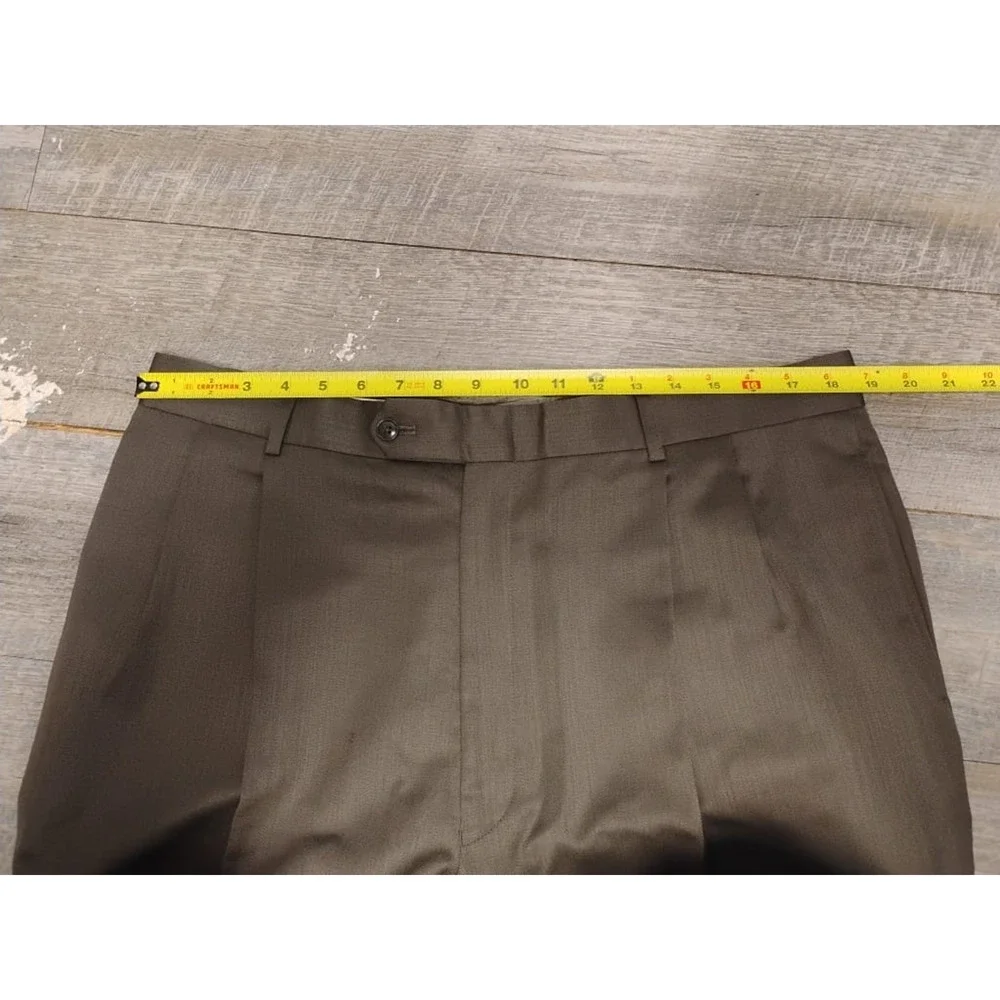 Albert Nipon 2 Piece Suit Mens 40L pant 38x33L Solid Brown Three Button